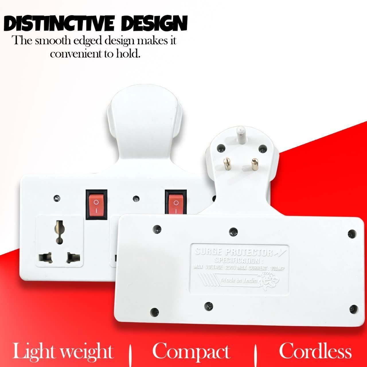 3 Pin Multi Plug Point Cordless Wall Socket Extension Board
