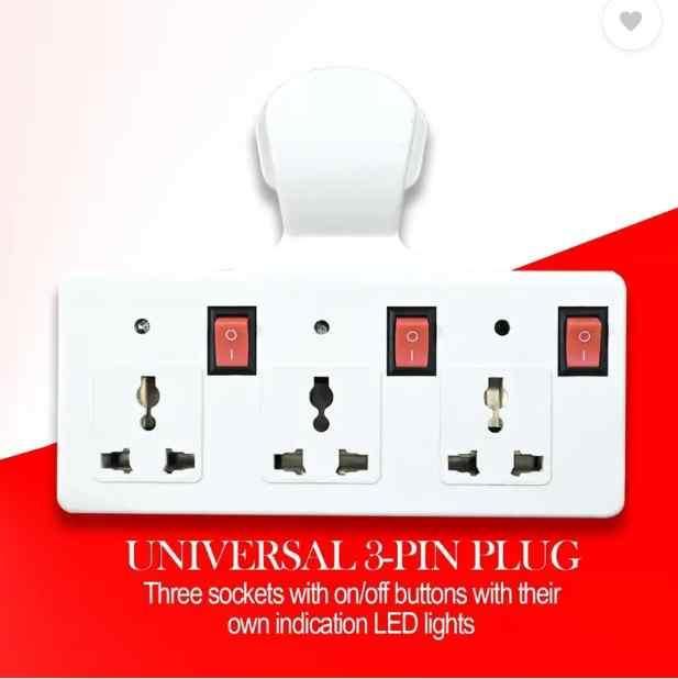 3 Pin Multi Plug Point Cordless Wall Socket Extension Board