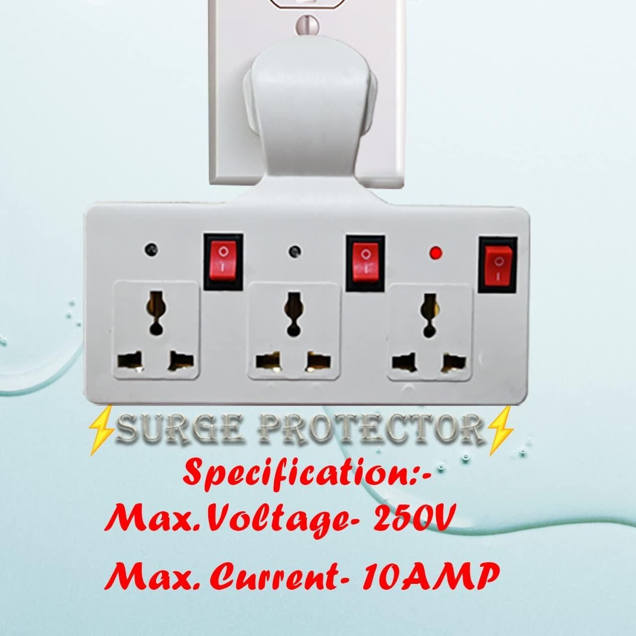 3 Pin Multi Plug Point Cordless Wall Socket Extension Board